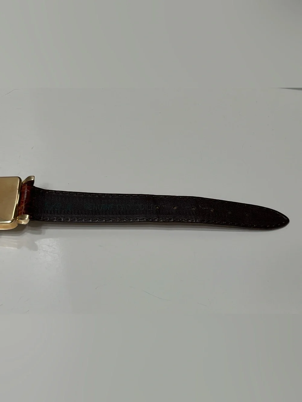 Waltham 19 Jewels 14k Gold Manual Winding Watch with Brown Leather Strap